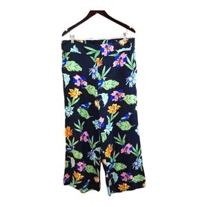 Adrienne Vittadini Tropical Floral Print High Rise Wide Leg Pants Women's 12